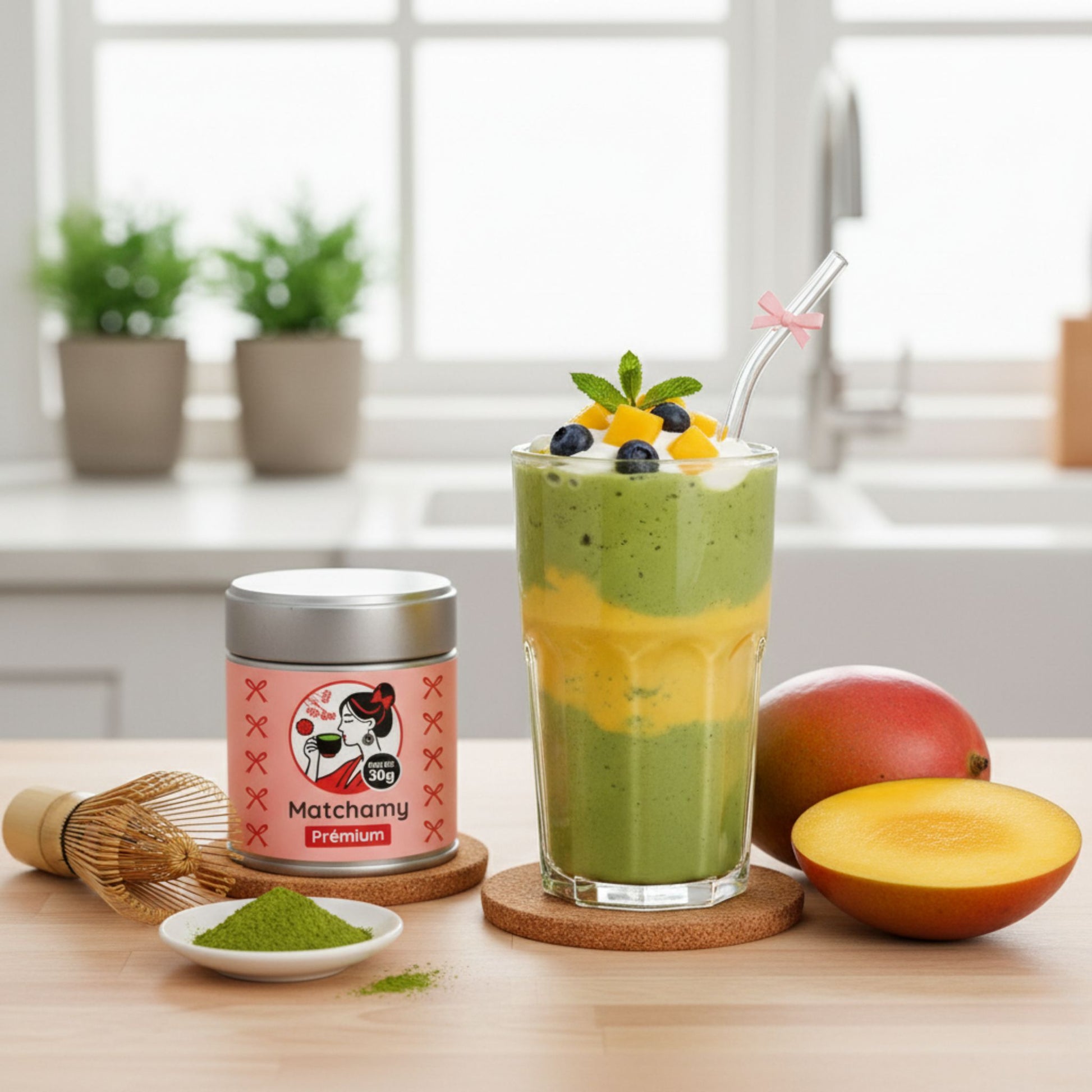 smoothie matcha mangue