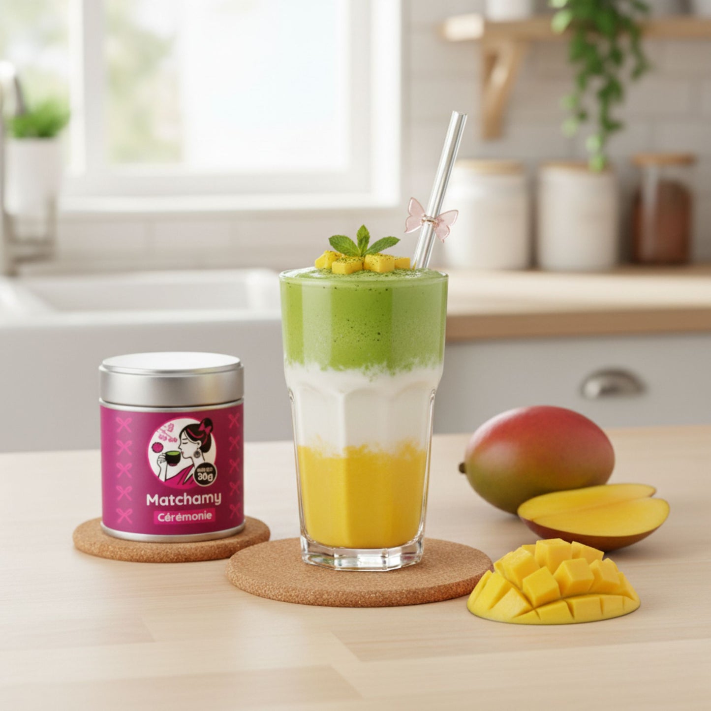 smoothie matcha mangue