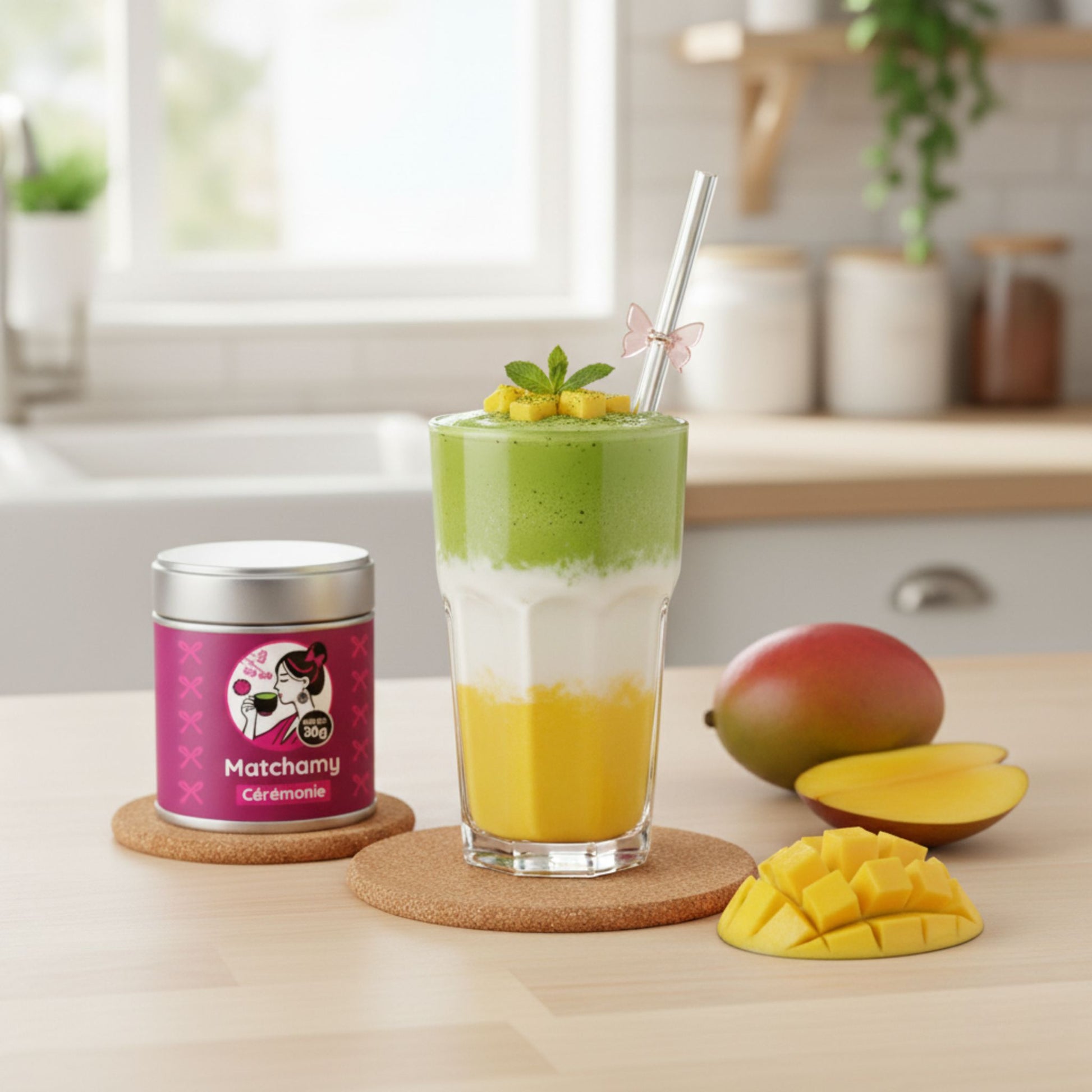 smoothie matcha mangue